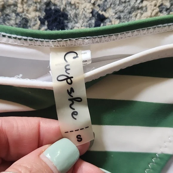 Cupshe SZ S 2 Piece Green Stripe - Picture 4 of 4
